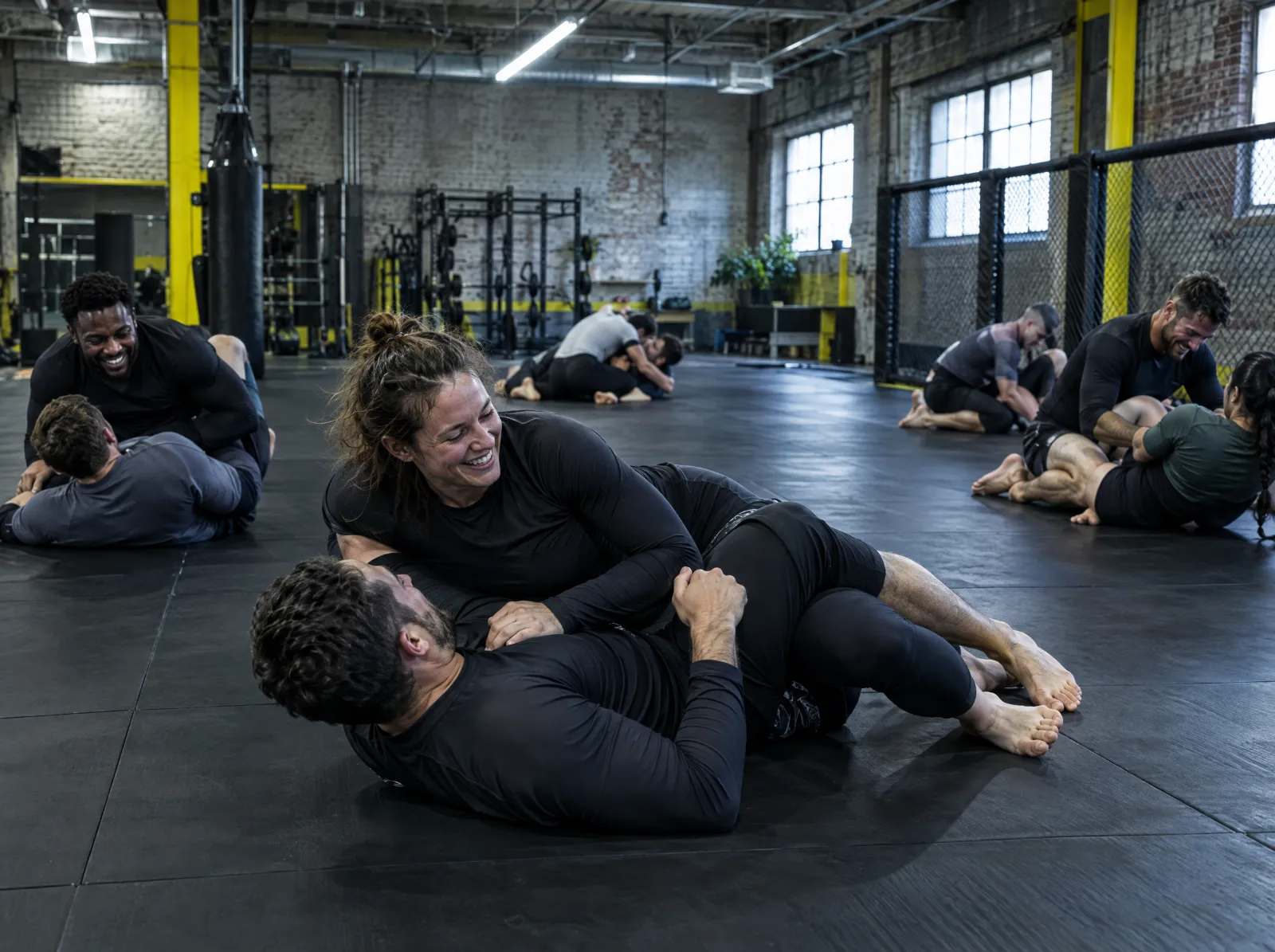 Open mat: pairs rolling jiu-jitsu.